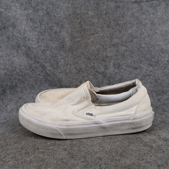 Vans Shoes Womens 7 Classic Slip On Sneakers Casual White Canvas Skate Trainers - Picture 4 of 11